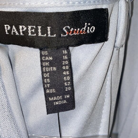 Papell Studio Embellished Sequined Long Dress Pale Blue - Picture 5 of 11